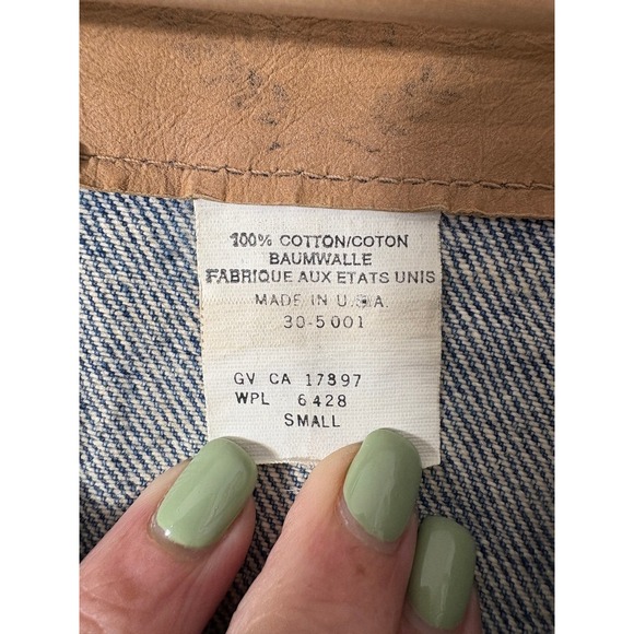 Vintage Gap Denim Jacket Western Southwest Painted Cow Skull Fringe Unique S - Picture 8 of 9